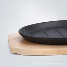Wood Tray Fajita/Sizzler/Steak Pan Cast Iron Sizzling Plate